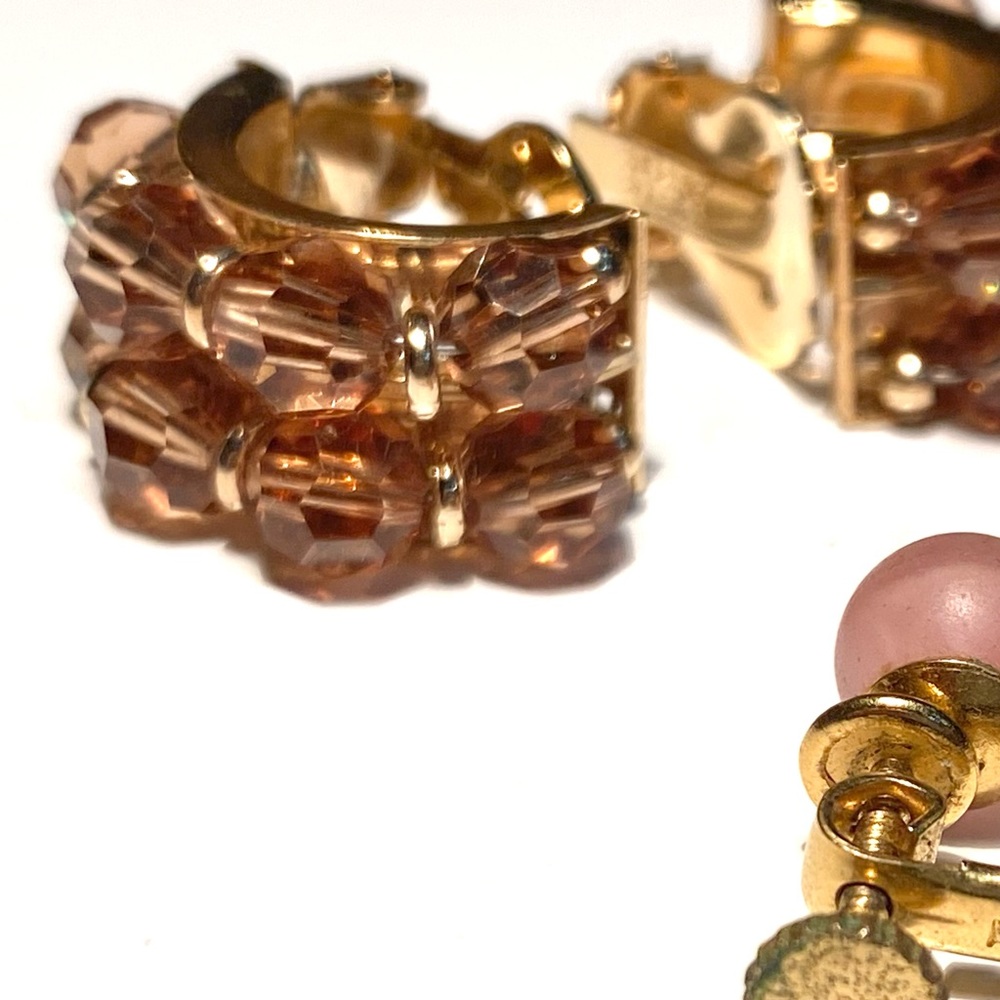 Napier Crystal Clip On & Pink Screw Back Earrings - Picture 8 of 14